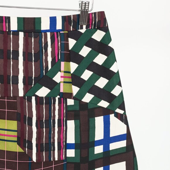 Marni PF/15 Green & Brown Patchwork-Plaid A-Line Mini Skirt - Picture 4 of 10